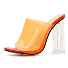 sexy jelly transparent clear pvc slingback crystal perspex heels open toe slip-on women sandals mules